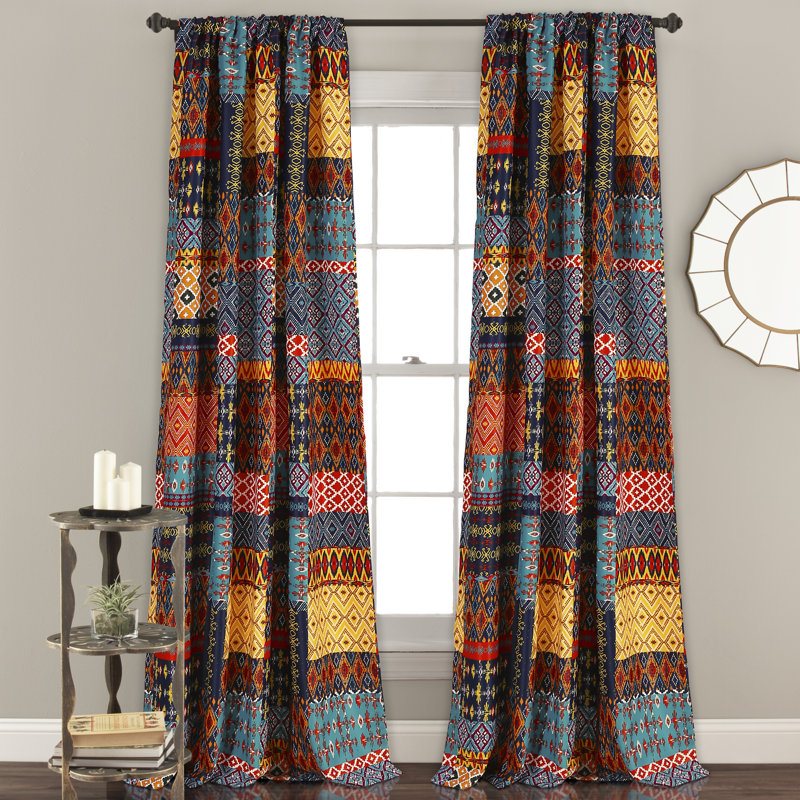 Misha Room Darkening Curtain Pair, 108"H x 52"W, Multi