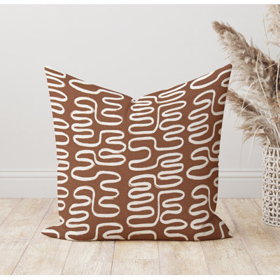 Cinamon Brown Abstact Geometric Print Outdoor Pillow Cover