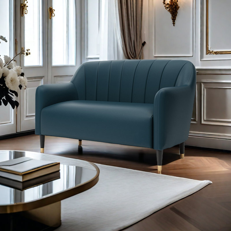 Banc rembourré en similicuir Light Luxury Cafe, Ardoise bleue foncée