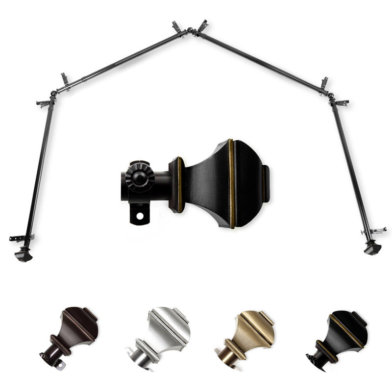 Ensemble de tringle à rideaux simple et quincaillerie pour fenêtre à 4 côtés Anferney, Noir, 28 po à 48 po (chaque tringle)