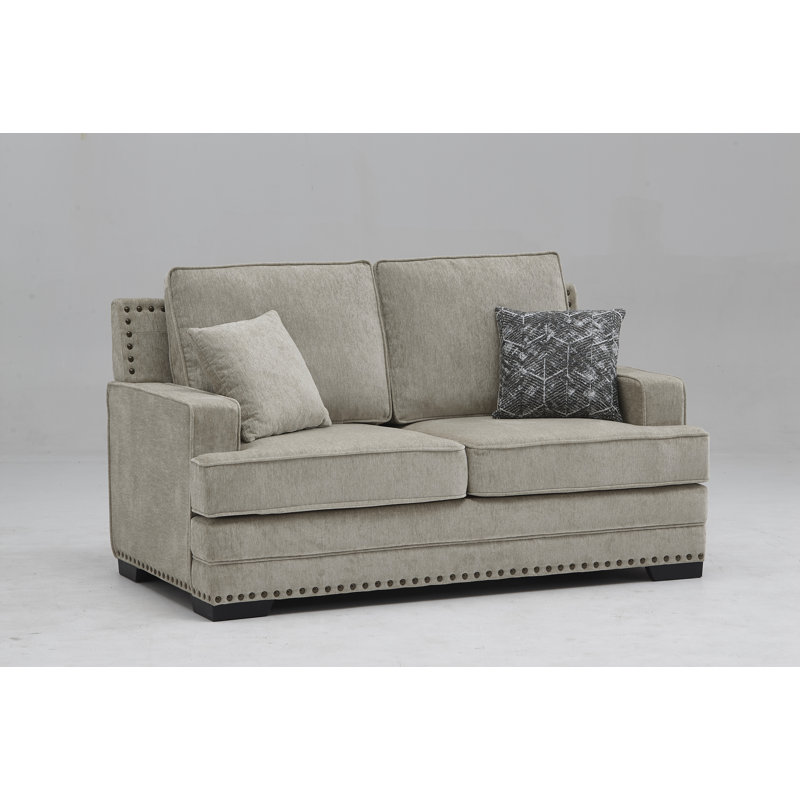 Upholstered 65.7'' Loveseat, Taupe Chenille Fabric