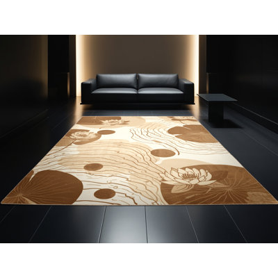Tapis beige classique lavable à la machine Orionna
