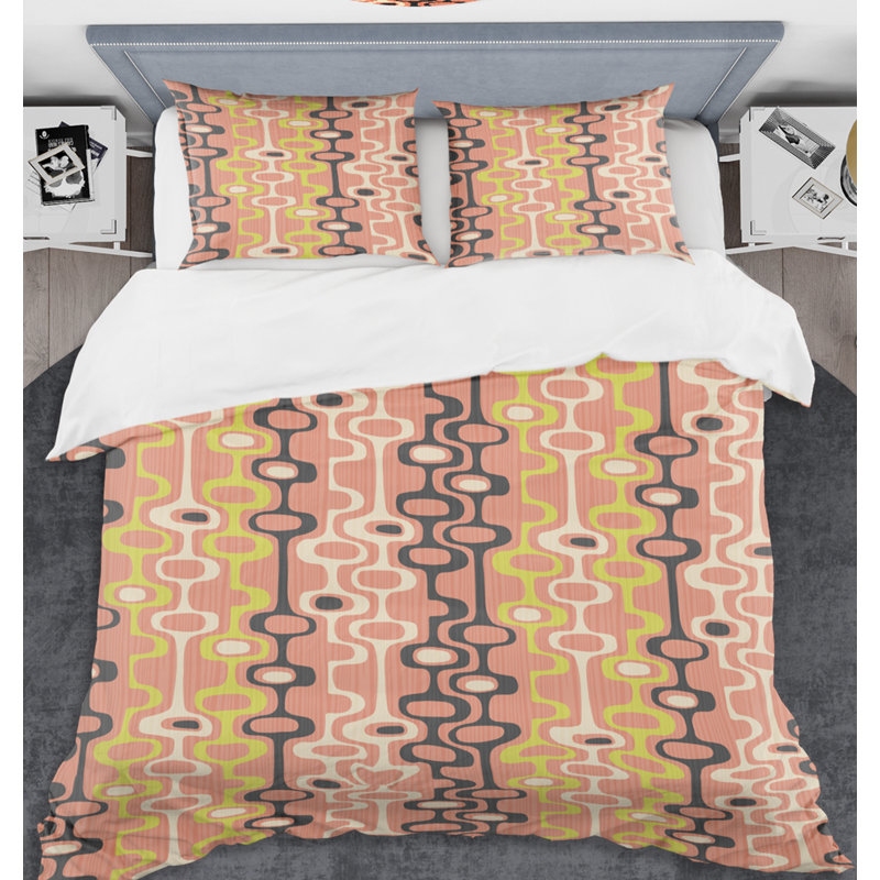 Ensemble de housse de couette de style mid-century rétro abstract xiii, Housse de couette double / grand et 2 taies décor