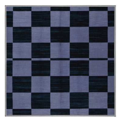 Machine Washable Checkered Gray Area Rug