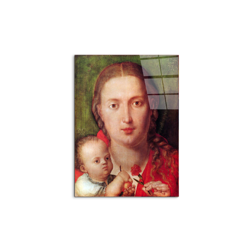 Mary with the carnation By Albrecht Dürer 80cm H X 60cm W CrystalArt Material Acrylic Glass Effect, Frameless Panel Lightweight Ready to Hang