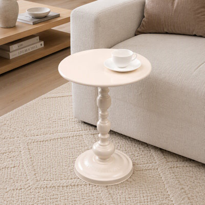 Table d'appoint ronde vintage en métal, table de chevet décorative, table basse multifonctionnelle pour petits espaces intérieurs et extérieurs (salon, chambre, terrasse).