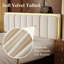 Upholstered Floating Bed Frame with Storage Headboard, Modern Metal Bed Frame with LED Light & Charging Station, No Spring Boxing Needed-1904645624-1904645631