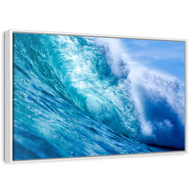 Vague de l'océan au Nicaragua, 13 po x 9 po, Cadre flottant blanc