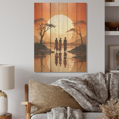 Horizon himba - Tribus d'Afrique - Art tribal africain sur bois de pin naturel