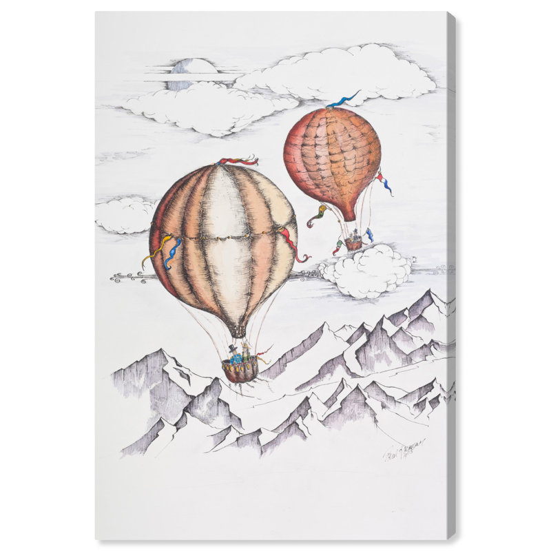 « balloon voyage », impression encadrée, Cadre blanc, H 13 po x l 19 po x P 0,75 po