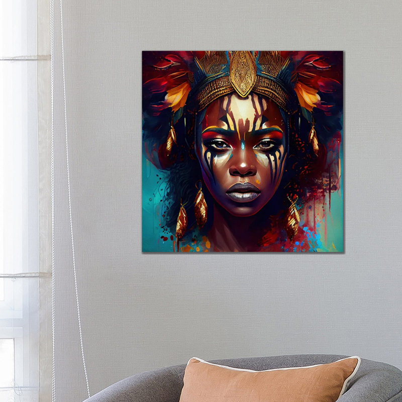 Powerful African Warrior Woman III, Canvas, 26" H x 26" W x 1.5" D