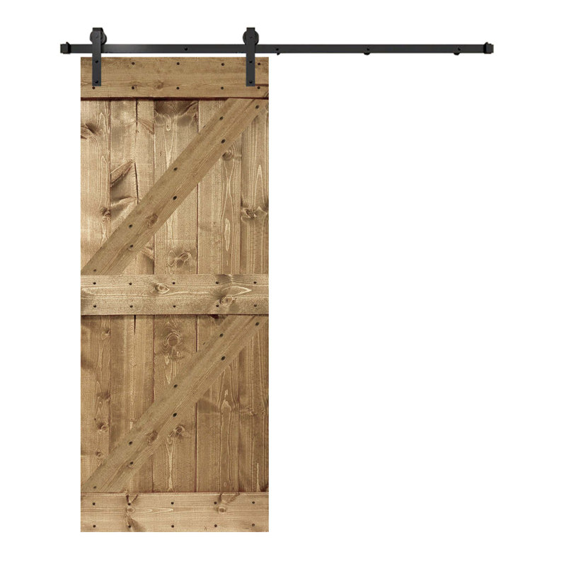 Pine Wood Sliding DIY Barn Door With Installation Hardware Kit, Espresso, 24" x 84"