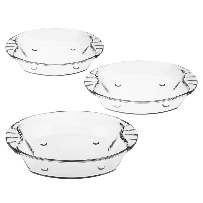 Prima Clear Cristalline Glass Oblong Oven Dish Set of 3