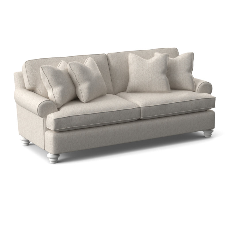 Lowell Upholstered 86'' Sofa, Frost White Finish, Snow Crypton Performance; 0884-91
