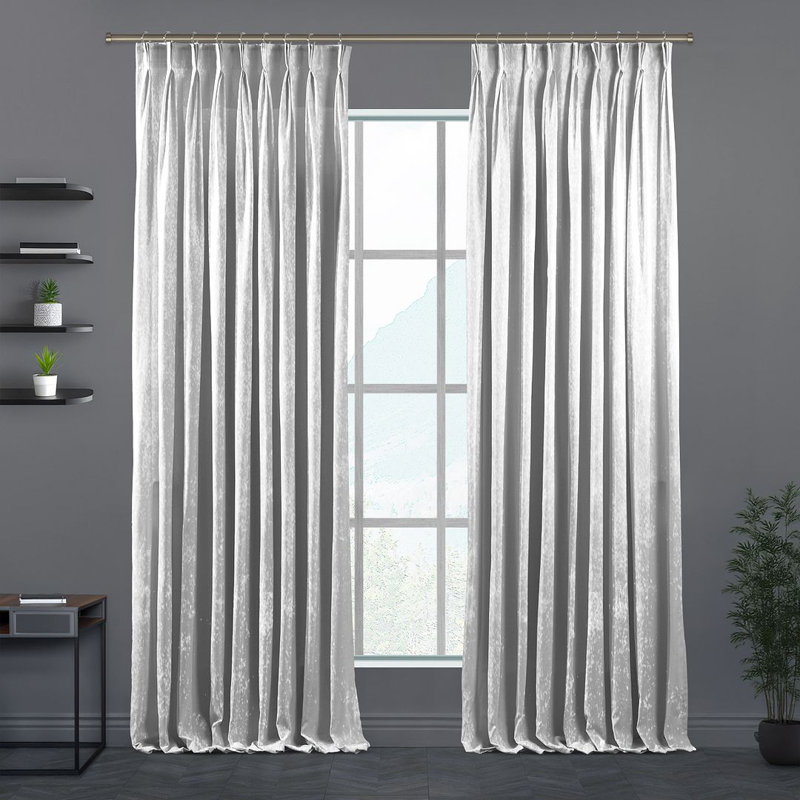 Velvet Semi-shee Single Curtain Panel, White, 150cm Width x 295cm Drop