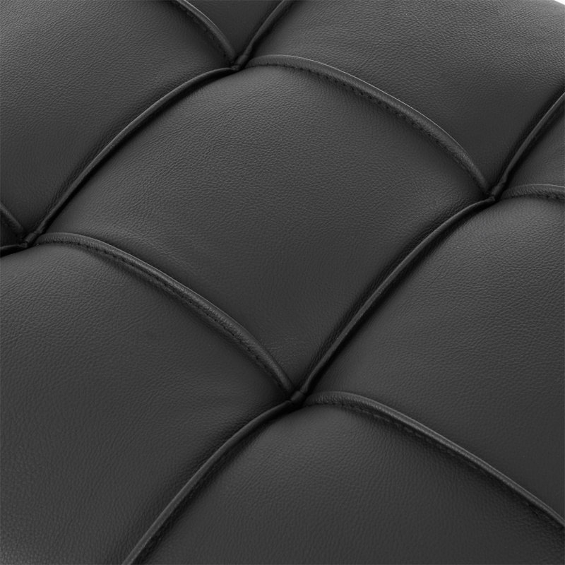 Repose-pieds en cuir avec rangement, Noir, noir, noir, noir