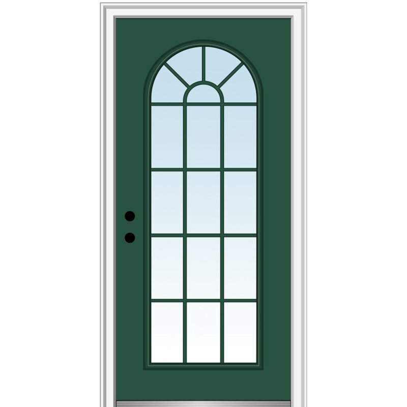 Porte d'entrée pré-montée, H 81,75 po x l 33,5 po x P 4,56 po, Droite / vers l'intérieur, Blanc brillant