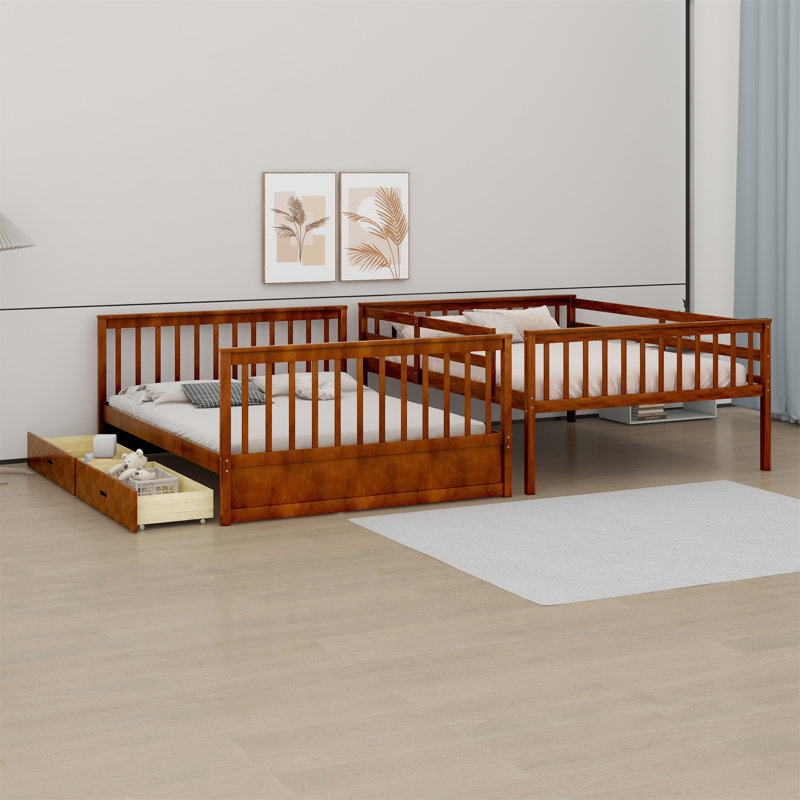 Jonalyn Kids Full Over Full Bunk Bed with Drawers, Walnut