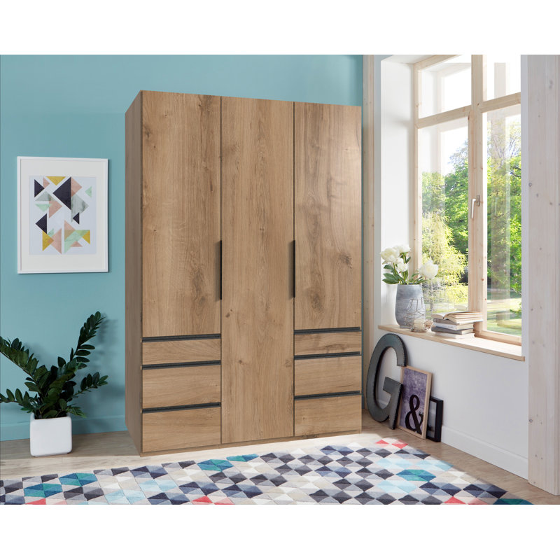 Guardino 3 Door Wardrobe, 216cm H x 150cm W x 58cm D, Plank Oak