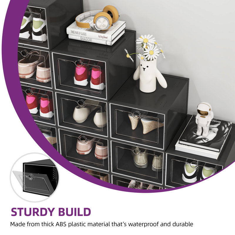 Aurelio Foldable Shoe Storage Box, Black