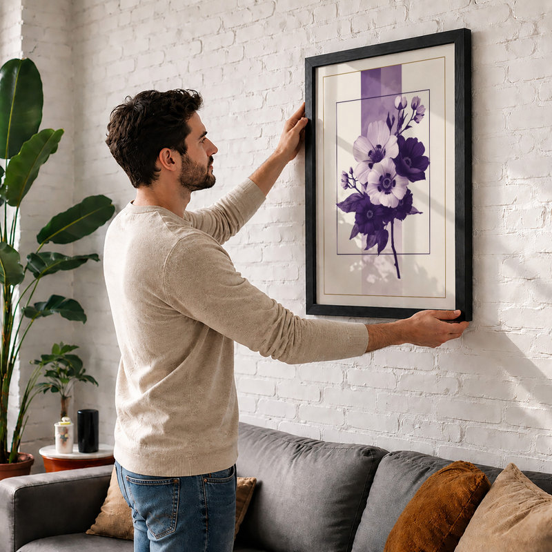 Anemone Study Botanical - Framed Print, Walnut, A4 - 29.7 x 21.0 cm