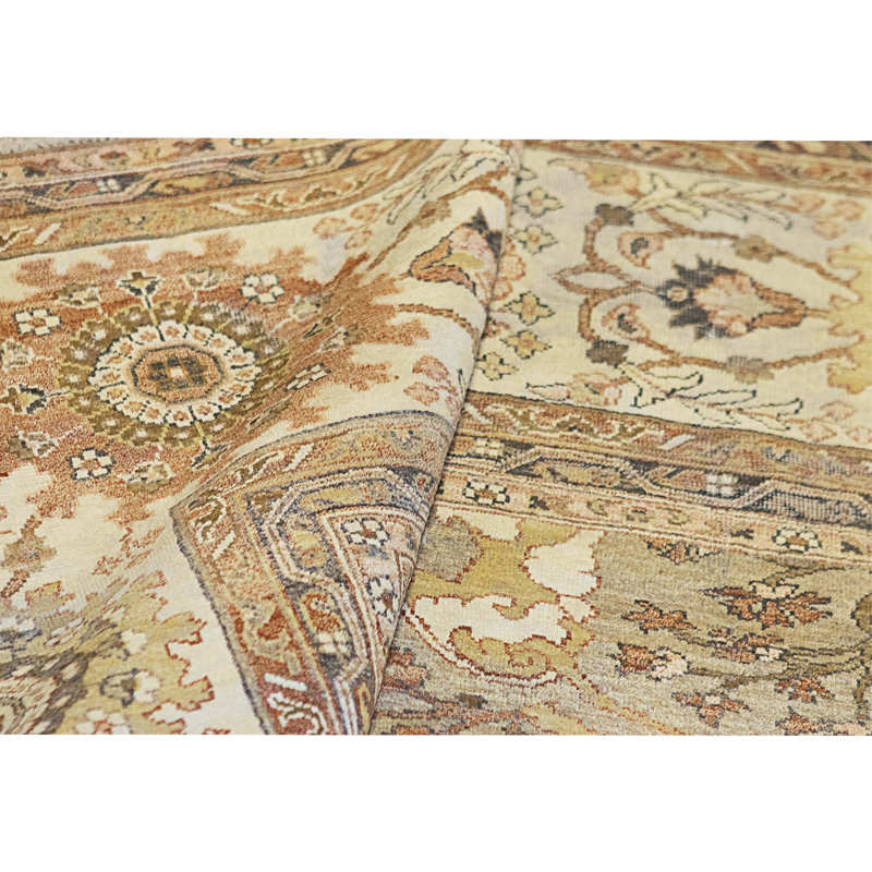 Tapis chameau et ivoire noué à la main de haute qualité