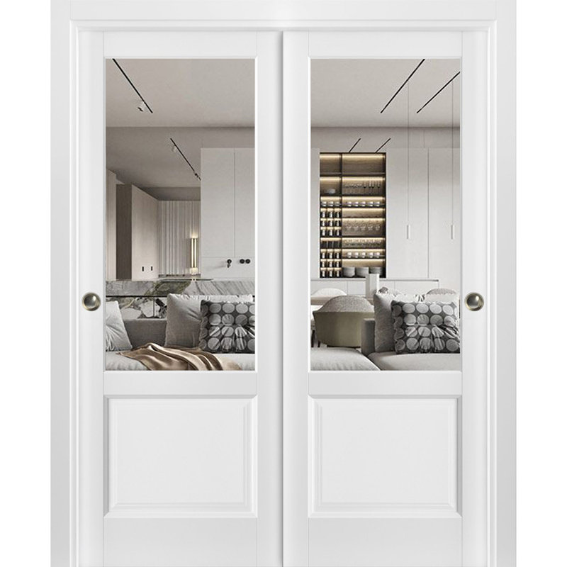 Portes coulissantes en verre transparent Lucia, 64 po x 80 po
