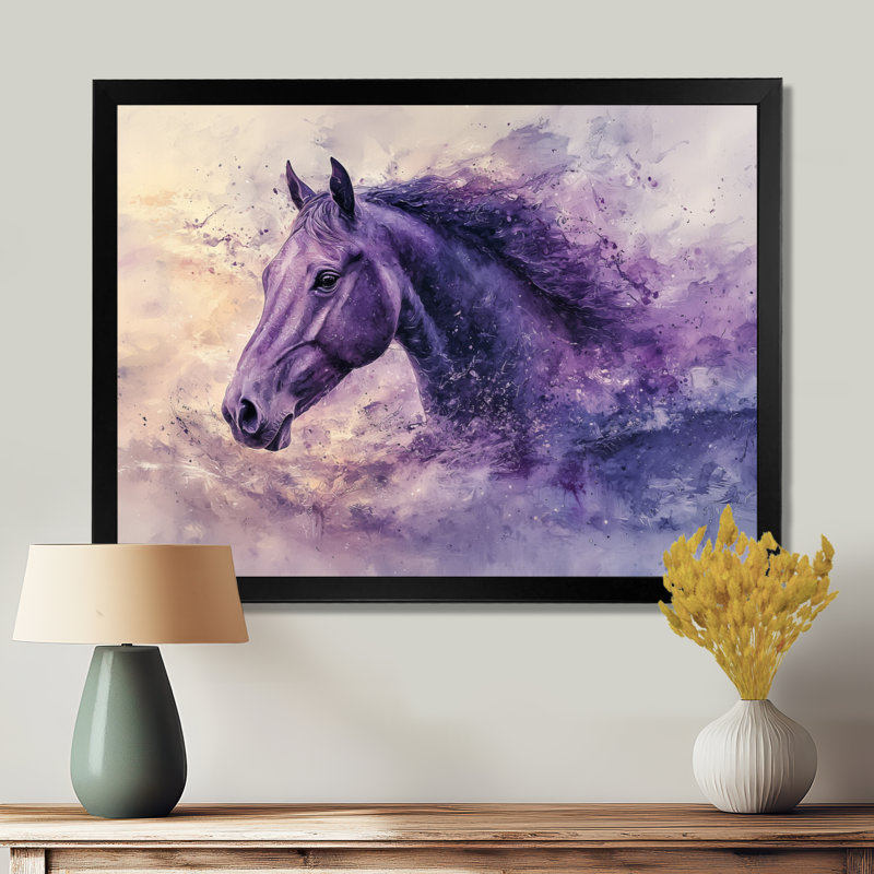 Lavande, rêve, cheval, harmonie I - cheval, art mural, Impression d'un seul cadre photo, Noir, H 12 po x l 20 po