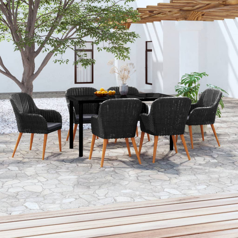 Ensemble repas pour 4 personnes Jaicarious Square, 29.1" H x 55.1" W x 23.6, Black, 6