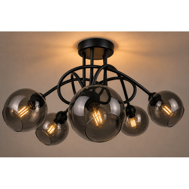 Charleston 5-Light 47cm Semi Flush Mount, Black