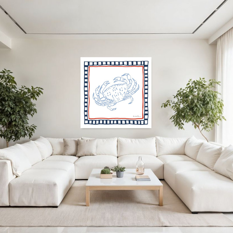 Contemporary Art Crab Coastal Art by Farida Zaman - Wrapped Canvas Print, 121.92 cm H x 121.92 cm W