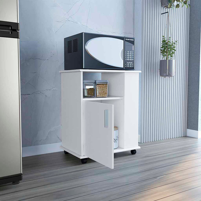 Kitchen Cart Newark, Three Side Shelves, White
