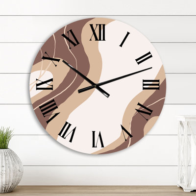 Earth Tones Minimalistic Abstract Bays III Wall Clock