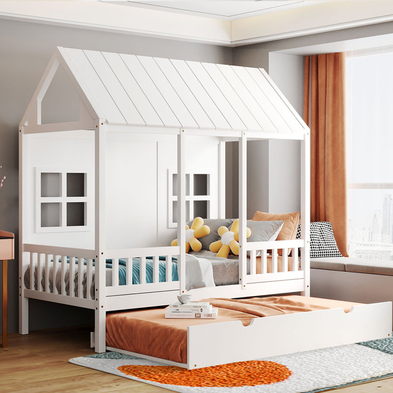 Lit pour enfant avec lit gigogne en bois simple ou double Chason House Bed, Simple, SDCO1898