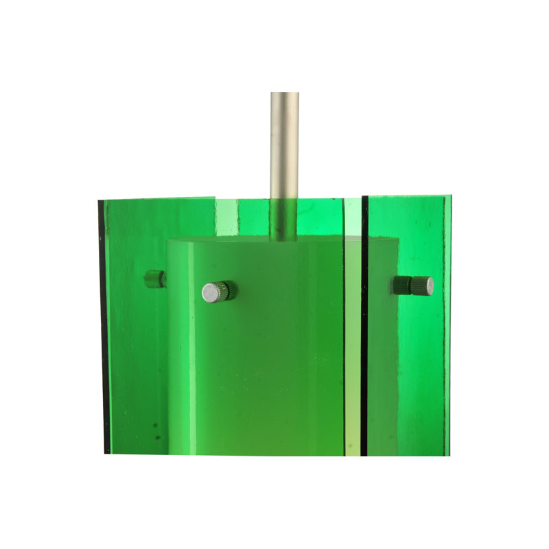 Luminaire suspendu rectangulaire 1 lumière, Vert, Chrome