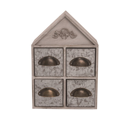  Wood 9.5 in. Off-White Decorative Home Decor with Drawers