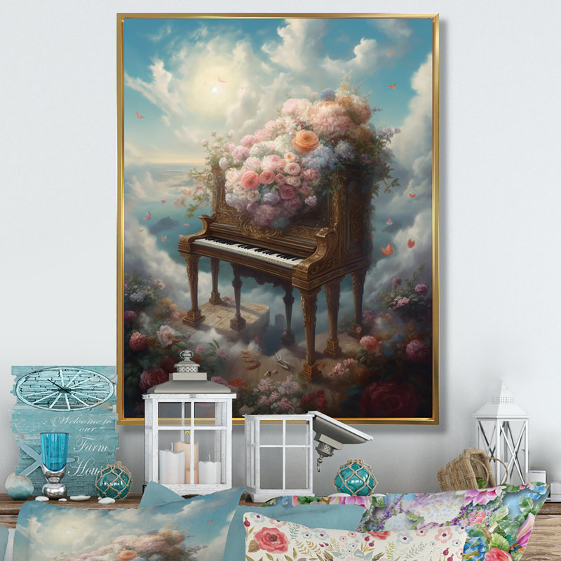 Floral Floral in Heaven III - impression, H 40 po x l 30 po x P 1,5 po, Cadre flottant doré