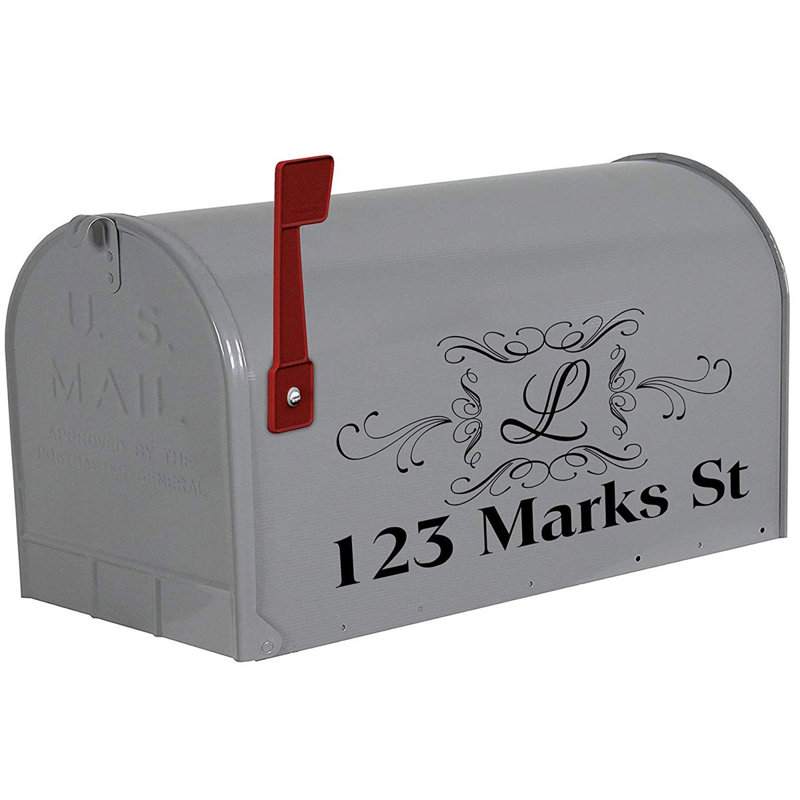 Housse de boîte aux lettres d'adresse monogramme personnalisée, Noir, Oui