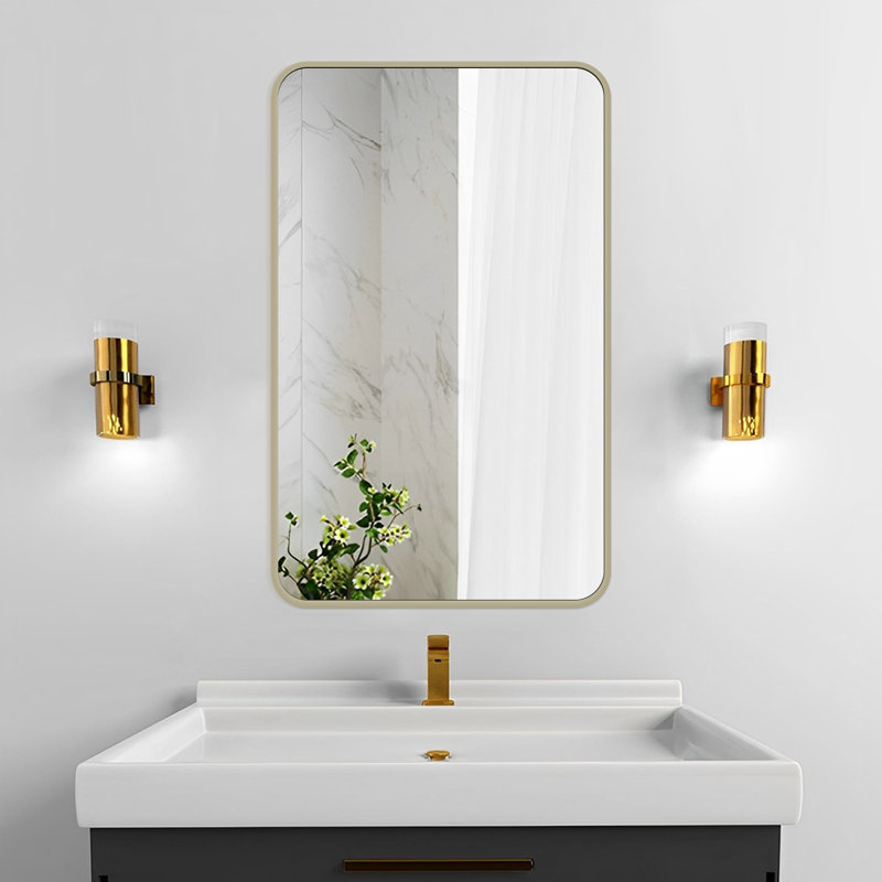 Miroir d'appoint mural Dhanisha, 31 po x 19 po, Or