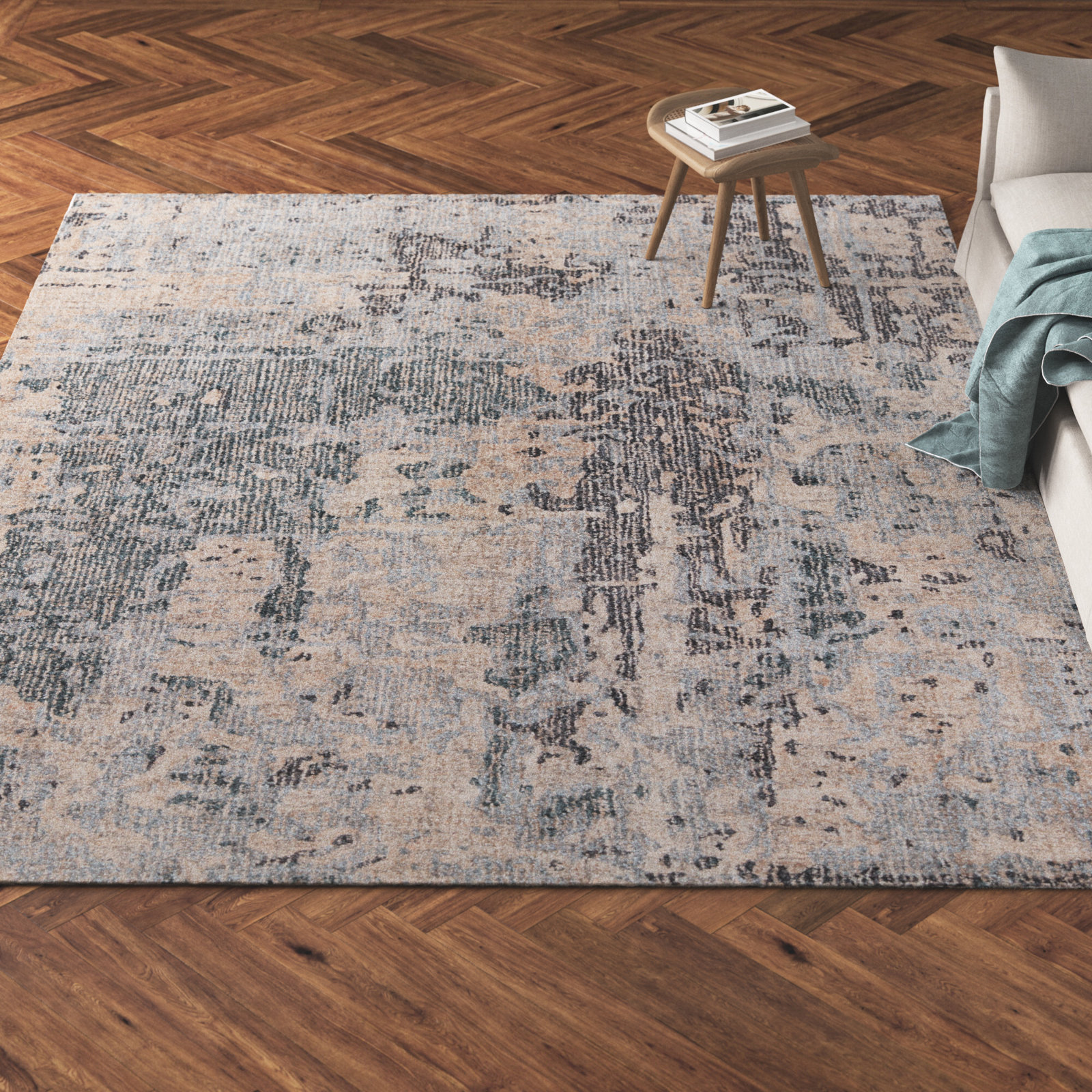 Endicott Gray Beige Hand-Tufted Abstract Rug, Rectangle 9' x 12'