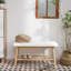 Banc à chaussures rembourré 35,6 po avec tablette de rangement pour le vestibule et coussin blanc-499489630-481239190