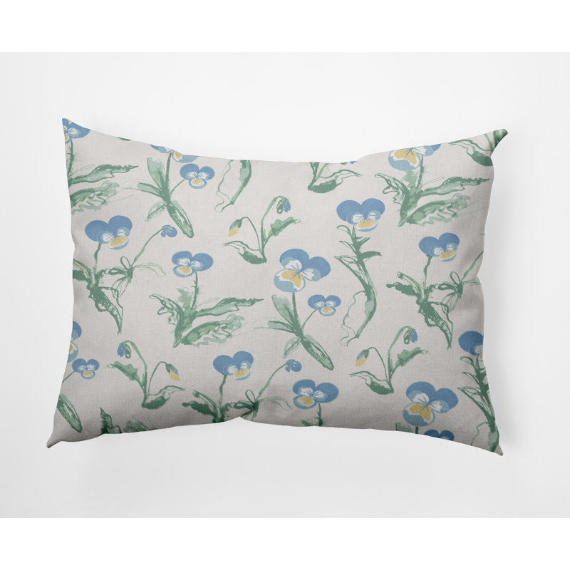 Floral Lumbar Pillow, Blue