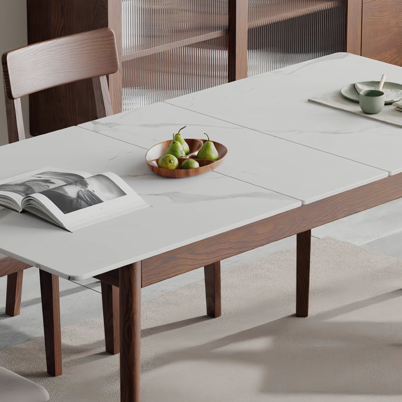 Modern Rock Slab Solid Wood Extendable Dining Table