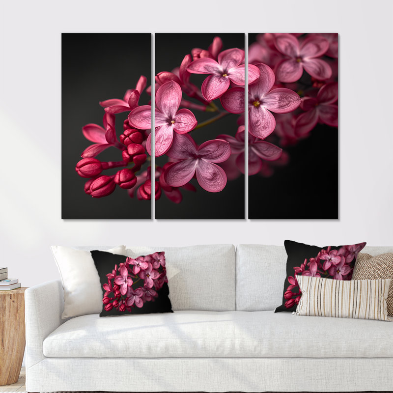 Caughfield - ensemble d'art mural lilas, Métal métal, H 28 po x l 36 po x P 1 po