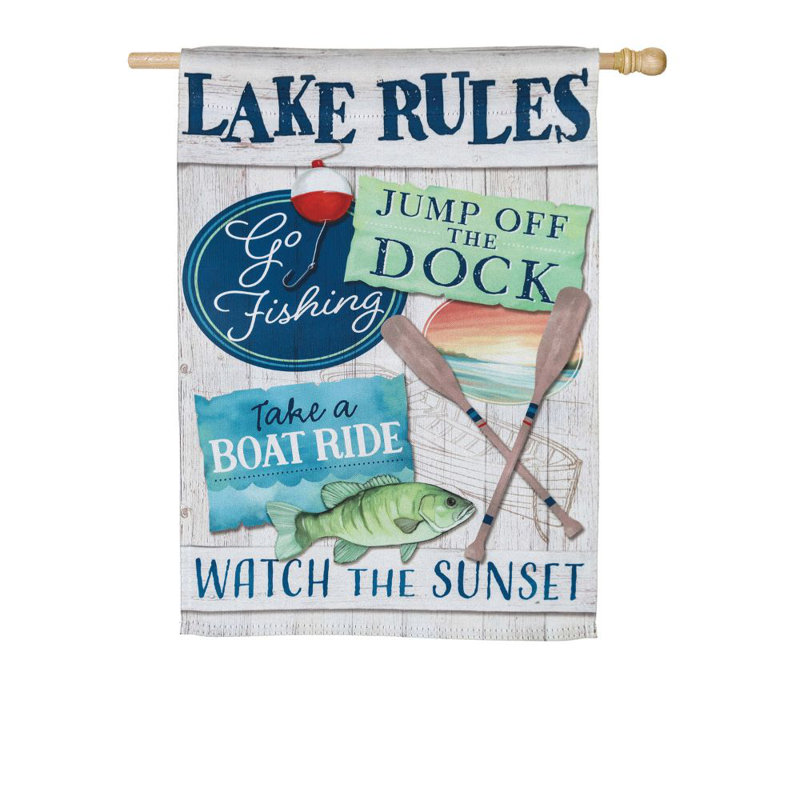 Drapeau de maison 43 po x 29 po Beecher Lake Rules