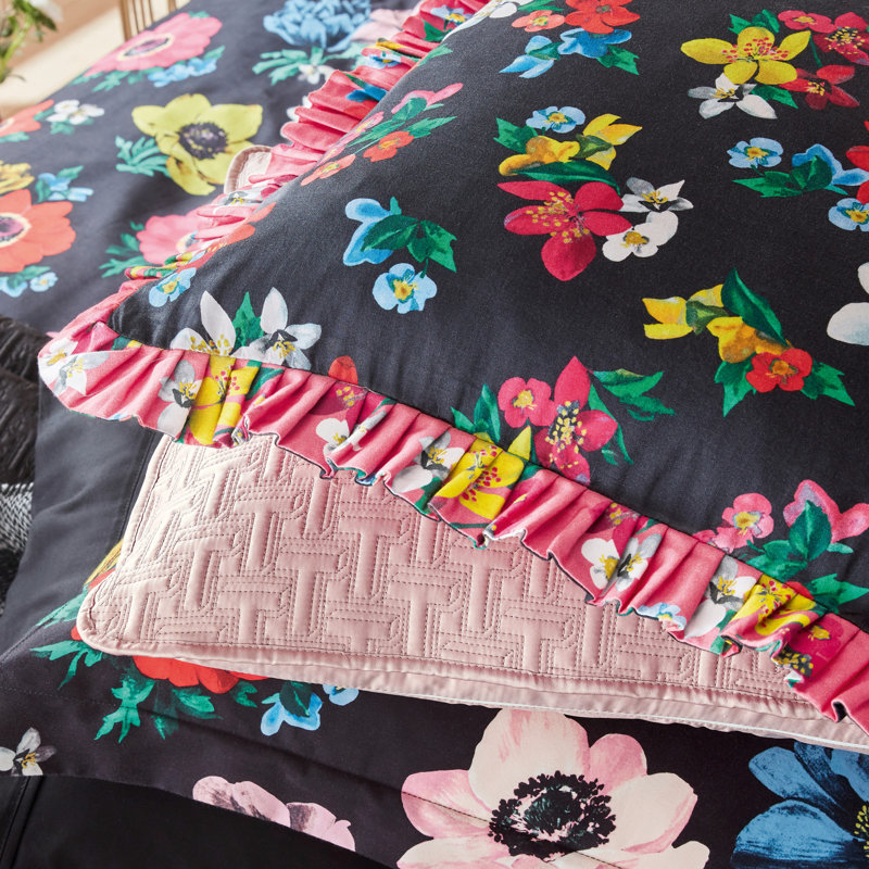 Hula Embroiderd Ruffled Throw Pillow