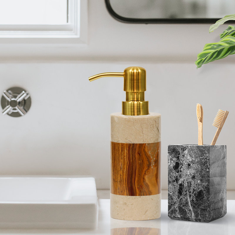 Abbiegale Marble Soap / Lotion Dispenser, Desert Sand/Amber