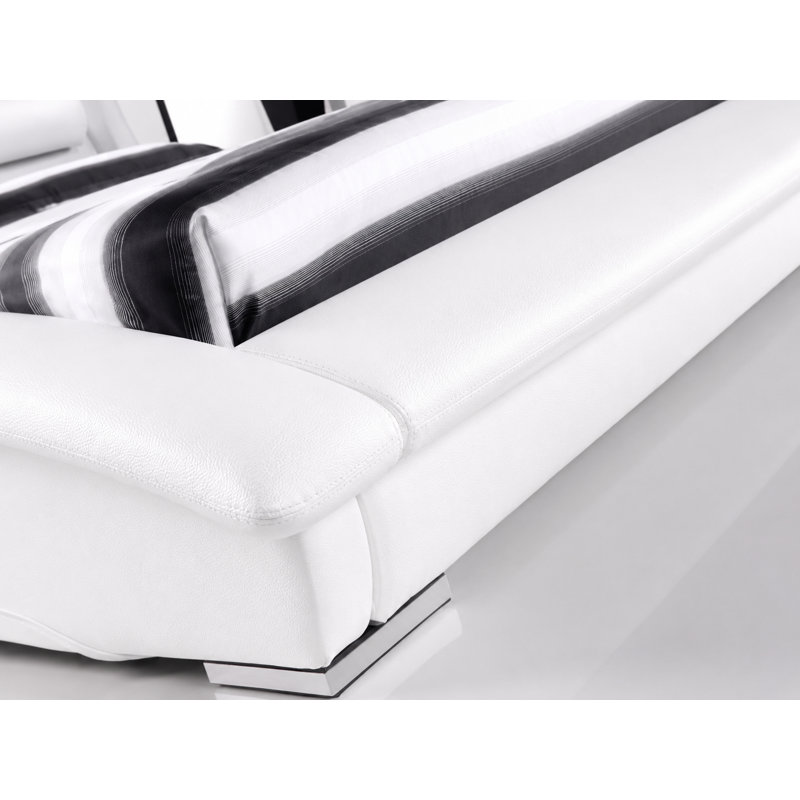 Lit plateforme en cuir Ameyia