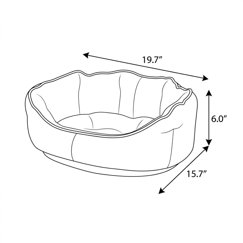 Pet Bed, 15.7" D x 19.7" W, Black; Beige