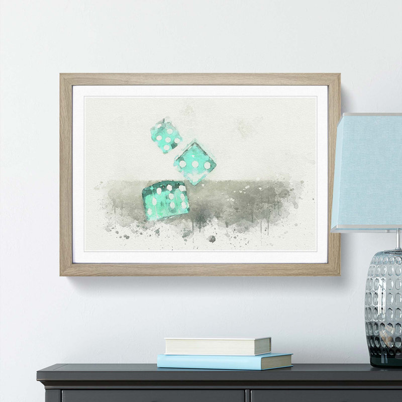Roll of the Dice in Abstract - Picture Frame Graphic Art Print, Oak, 35cm H x 50cm W x 2cm D